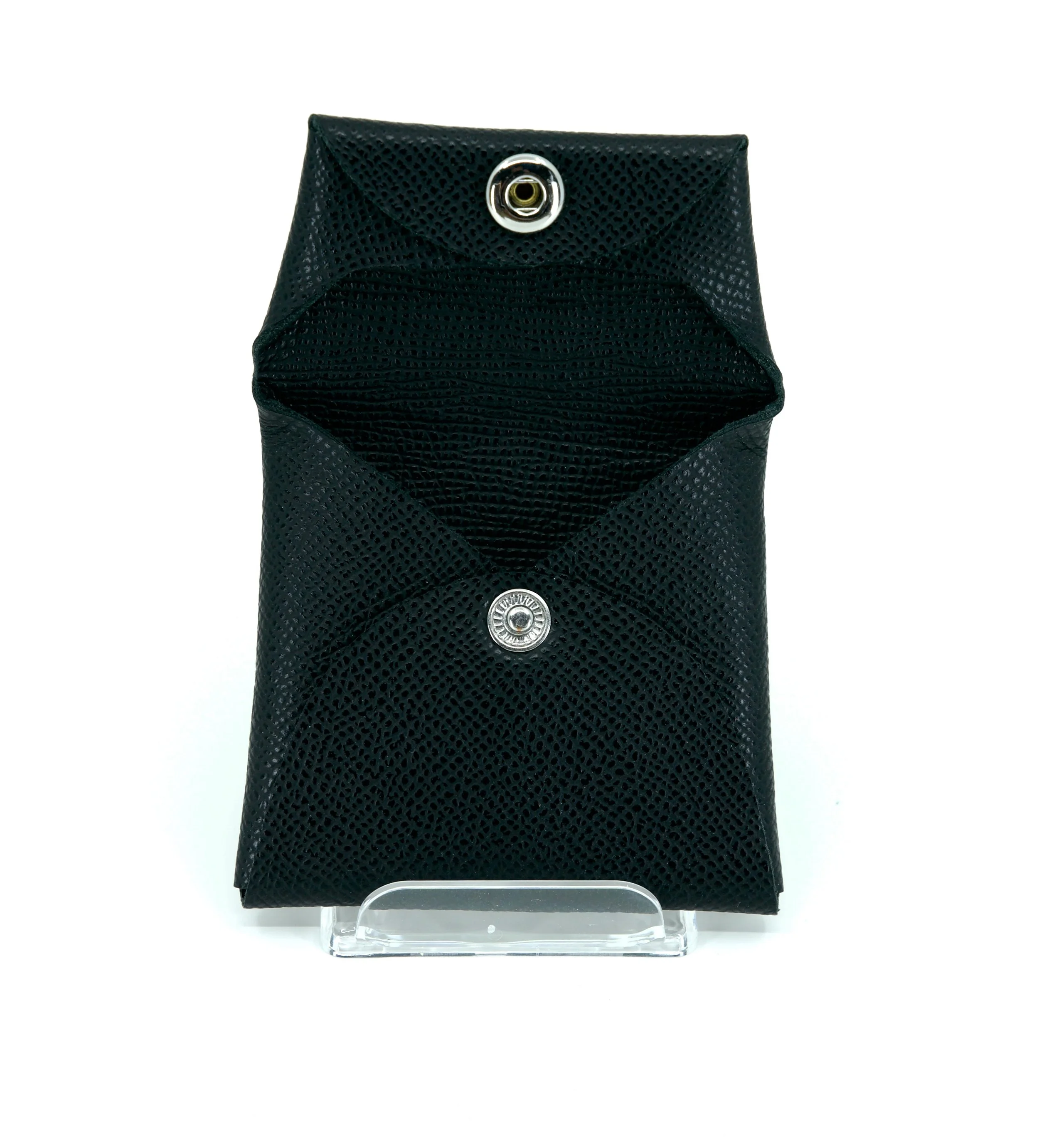 Handcrafted leather coin pouch with solid brass snap closure referral reward