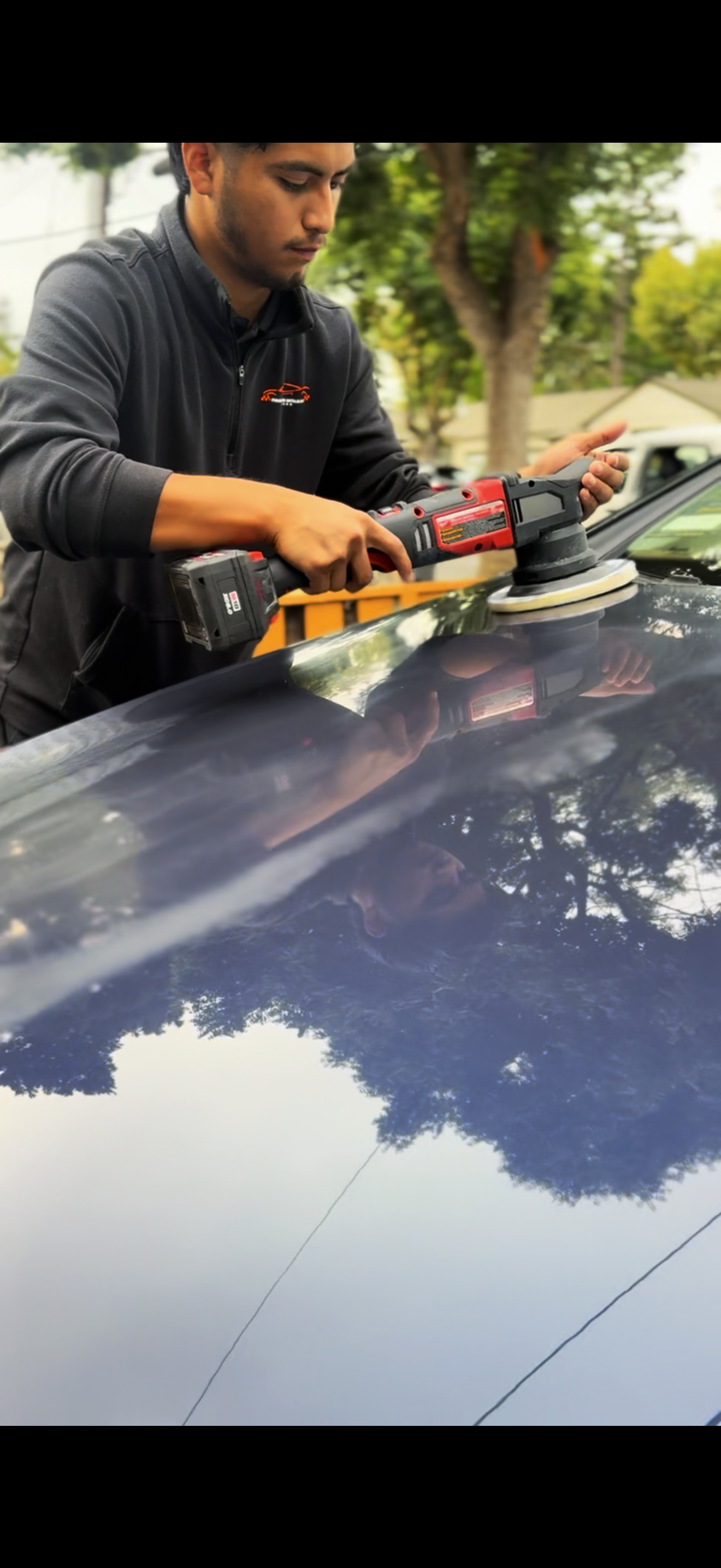 Polishing a Mercedes. Car detailing in the Bay Area