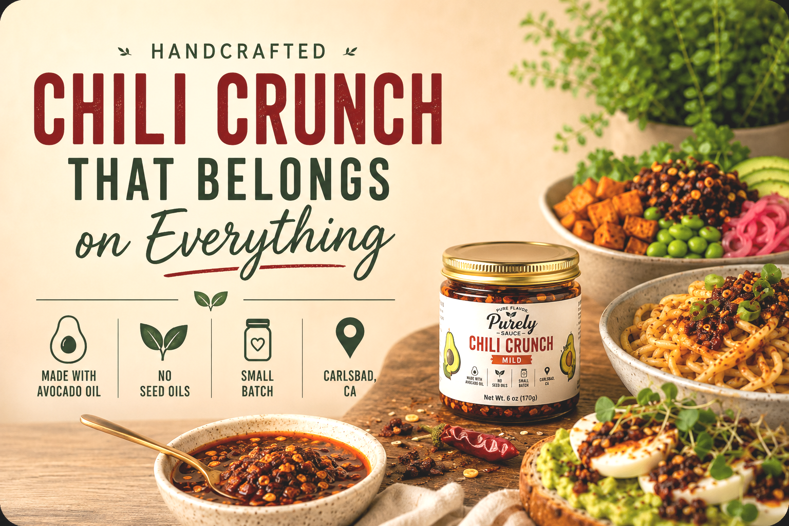 Chili Crunch made with avocado oil/no seed oils