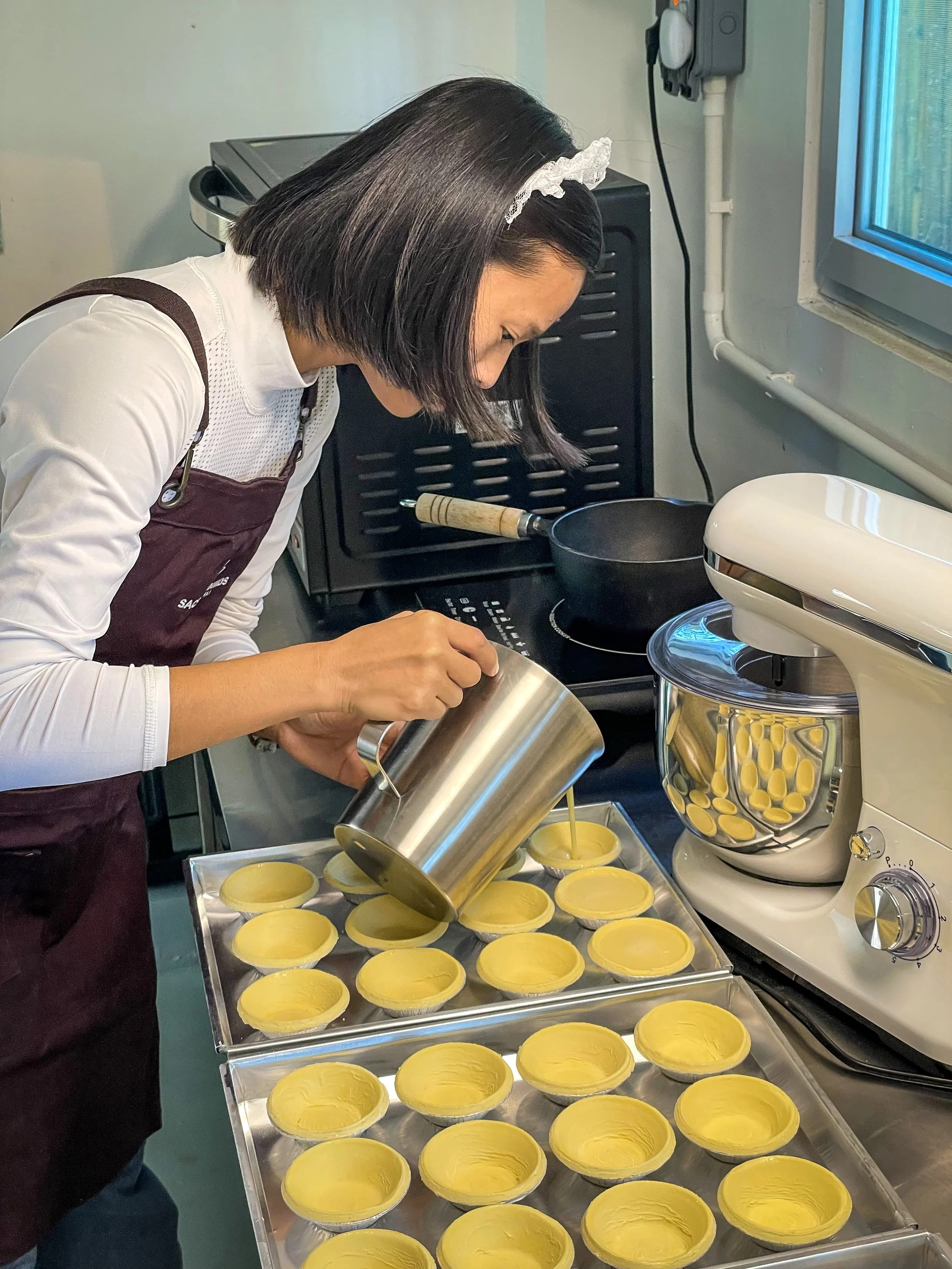 Preparing our original Pastel de Nata