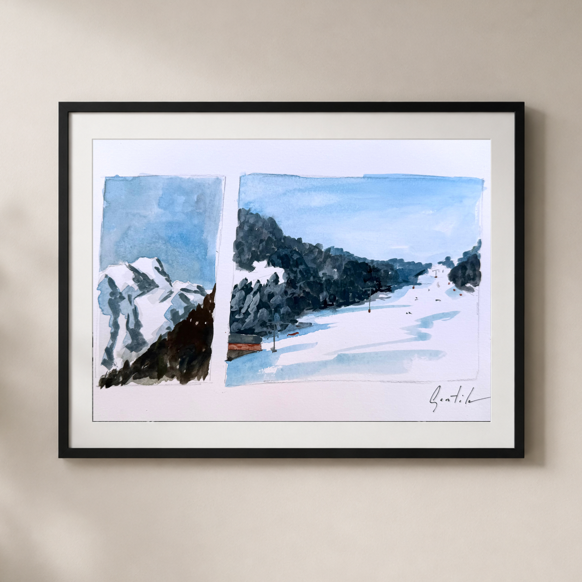 Piste - Étude à l'aquarelle