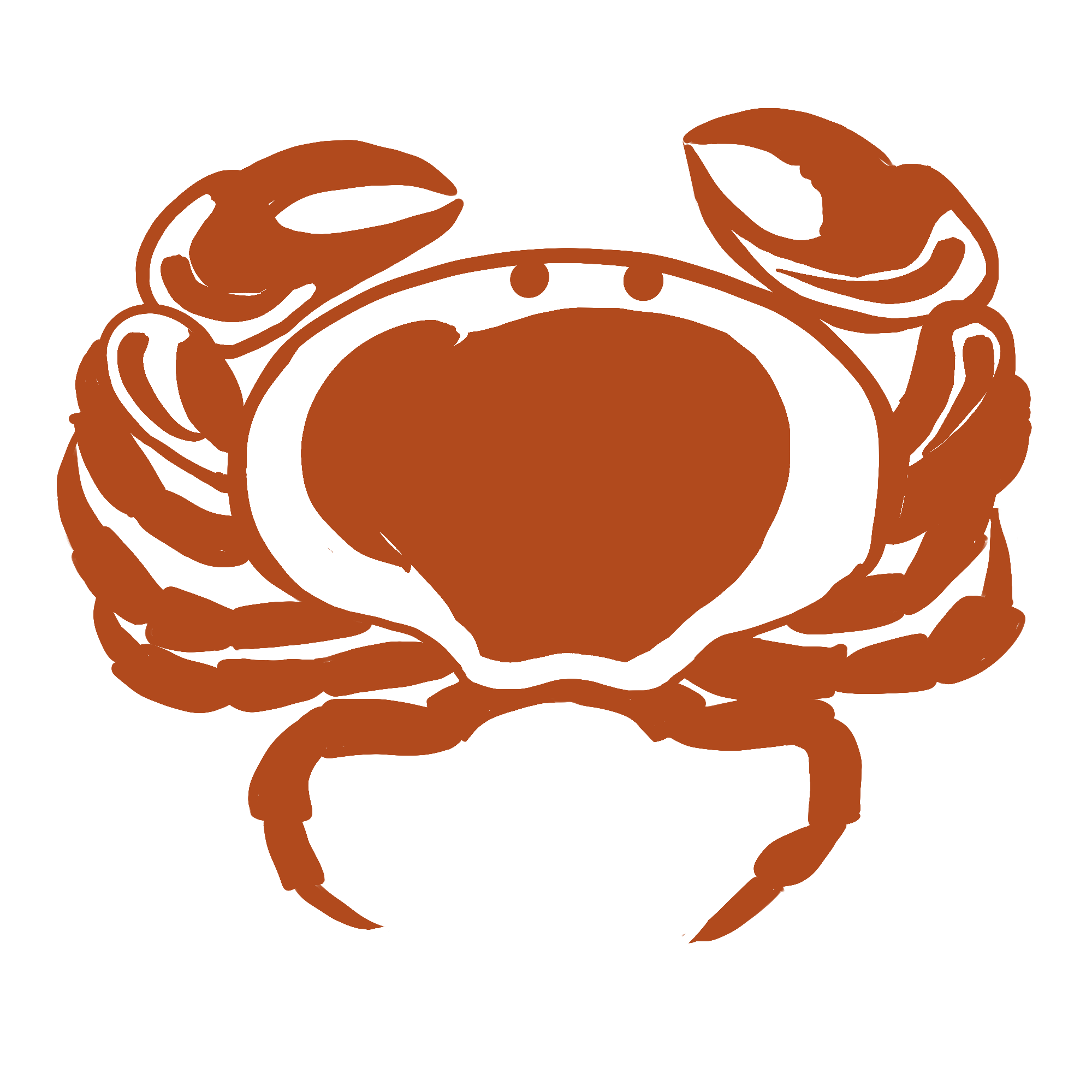 Illustration einer Krabbe in Rotbraun.