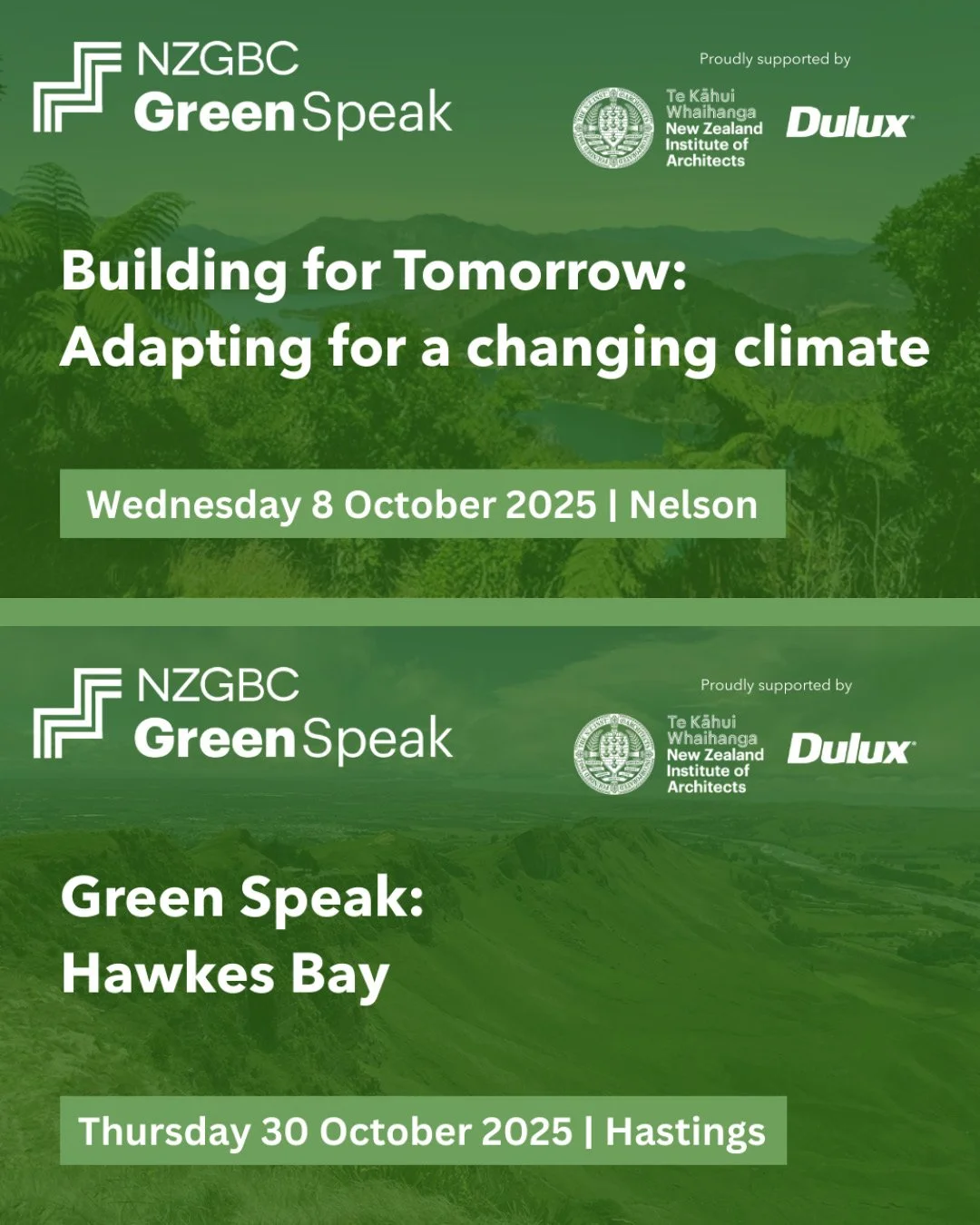 We&rsquo;re excited to have two DCA sustainability experts, Nathan and Marie voicing their knowledge at the Nelson and Hawke&rsquo;s Bay Te Kaunihera Hanganga Tautaiao, New Zealand Green Building Council Green Speak events this October.

Gain regiona