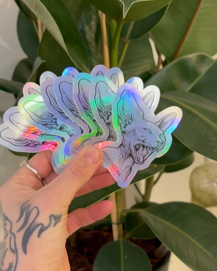 My very first stickers 2.0, holographic style ❤️‍🔥😱🥹
🦜👉 #sphynx #sphynxcat