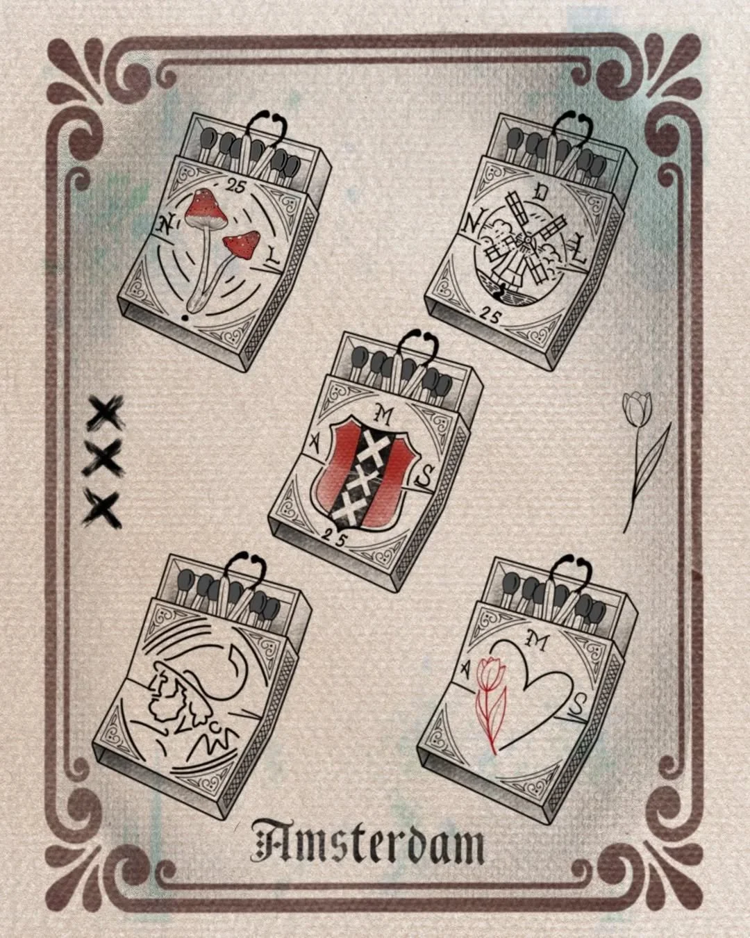 EVERYONE should have a box of matches 🤙🔥
💌 DM me if YOU need one.
The design can be changed to anything you want 🙂 
.
#amsterdamtattoo 
#tattoonl
#VLDR
#людокол