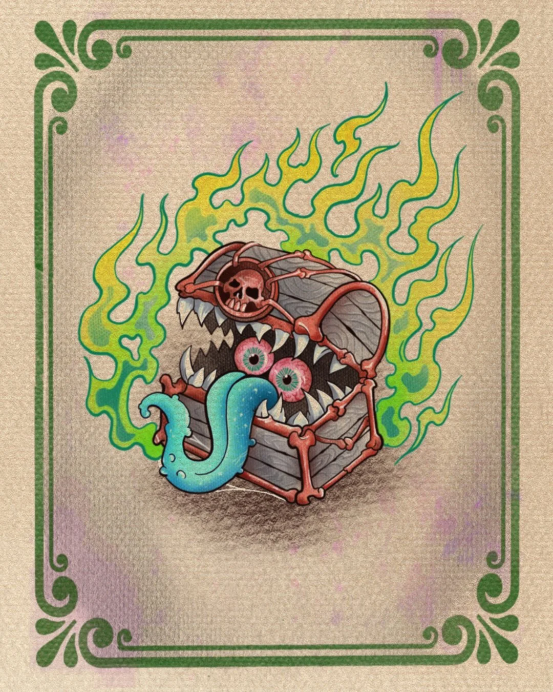 Some crazy demons live in that creepy chest 🤪
💌DM ME if you want some creepy/ funy/ odd/ bold &amp; bright tattoos in Amsterdam 
.
#amsterdamtattoo 
#vldrtattoo
#newschooltattoo