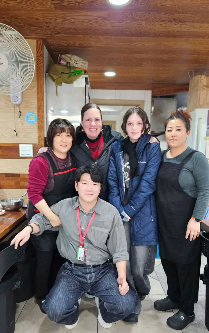 Mexico family dining on traditional Korean food in Seoul.