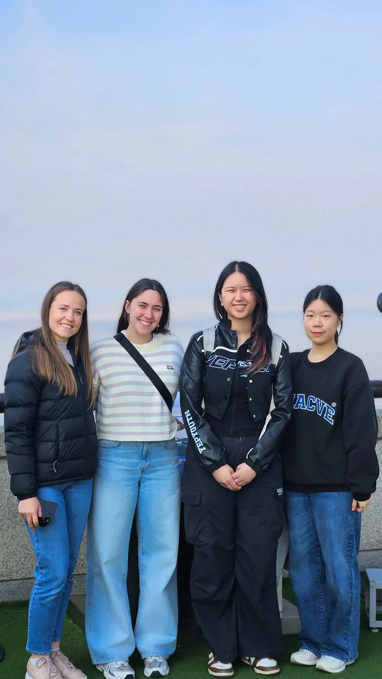 Australian tourists on a private tour viewing North Korea from Odusan Unification Observatory in Paju, South Korea.