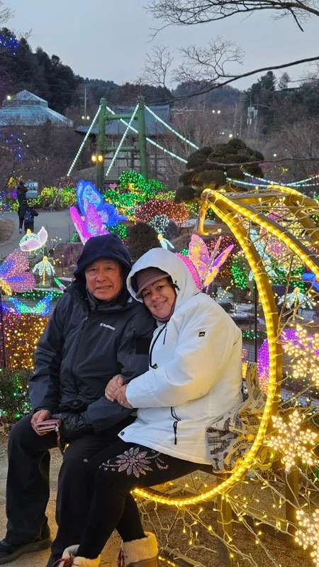 Peaceful winter night scenery at Garden of Morning Calm Korea