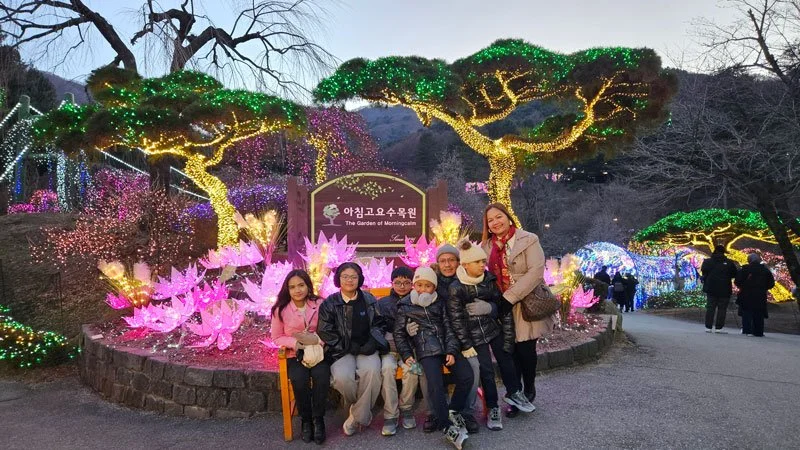 Philippine family enjoying a private tour at Achimgyo Arboretum, Korea