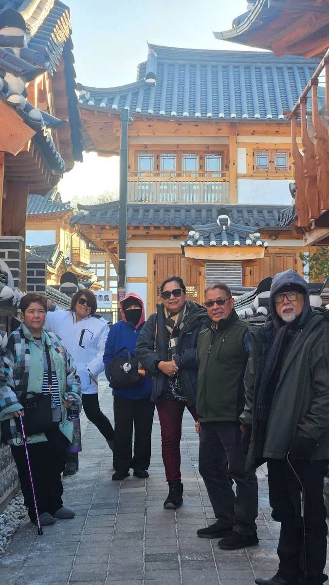 Filipino travelers visiting Eunpyeong Hanok Village traditional houses Seoul