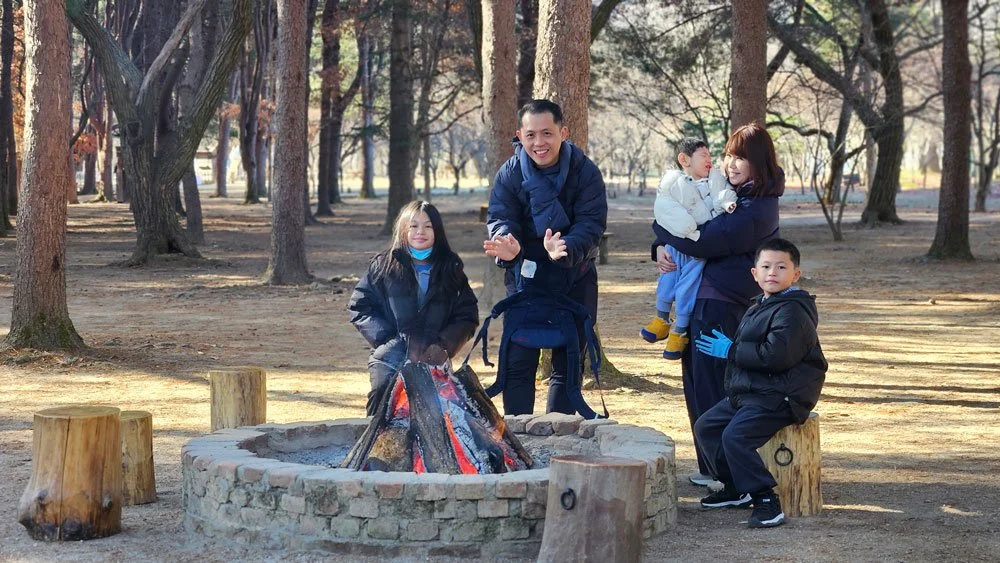 Singapore Malaysia family enjoying a scenic trip to Nami Island.