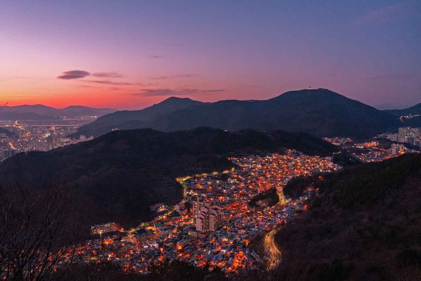 Colorful houses and art murals in Gamcheon Culture Village
