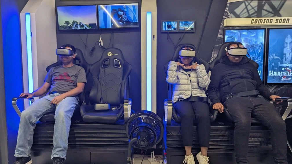 Madagascar travelers on a private tour exploring Pangyo Techno Valley, modern office buildings, high-tech startups, vibrant cityscape, professional travel photography