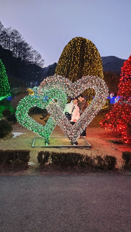 Beautiful night lights at Garden of Morning Calm during Korea private tour