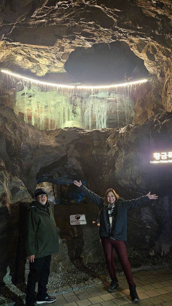 Scenic tunnel inside Gwangmyeong Cave South Korea