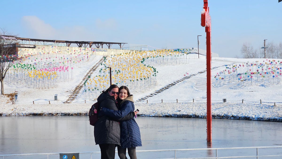 Mexico family visiting Peace Nuri Park near the DMZ.