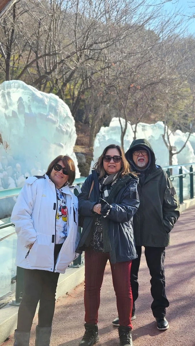 Filipino travelers visiting Gwangmyeong Cave near Seoul South Korea