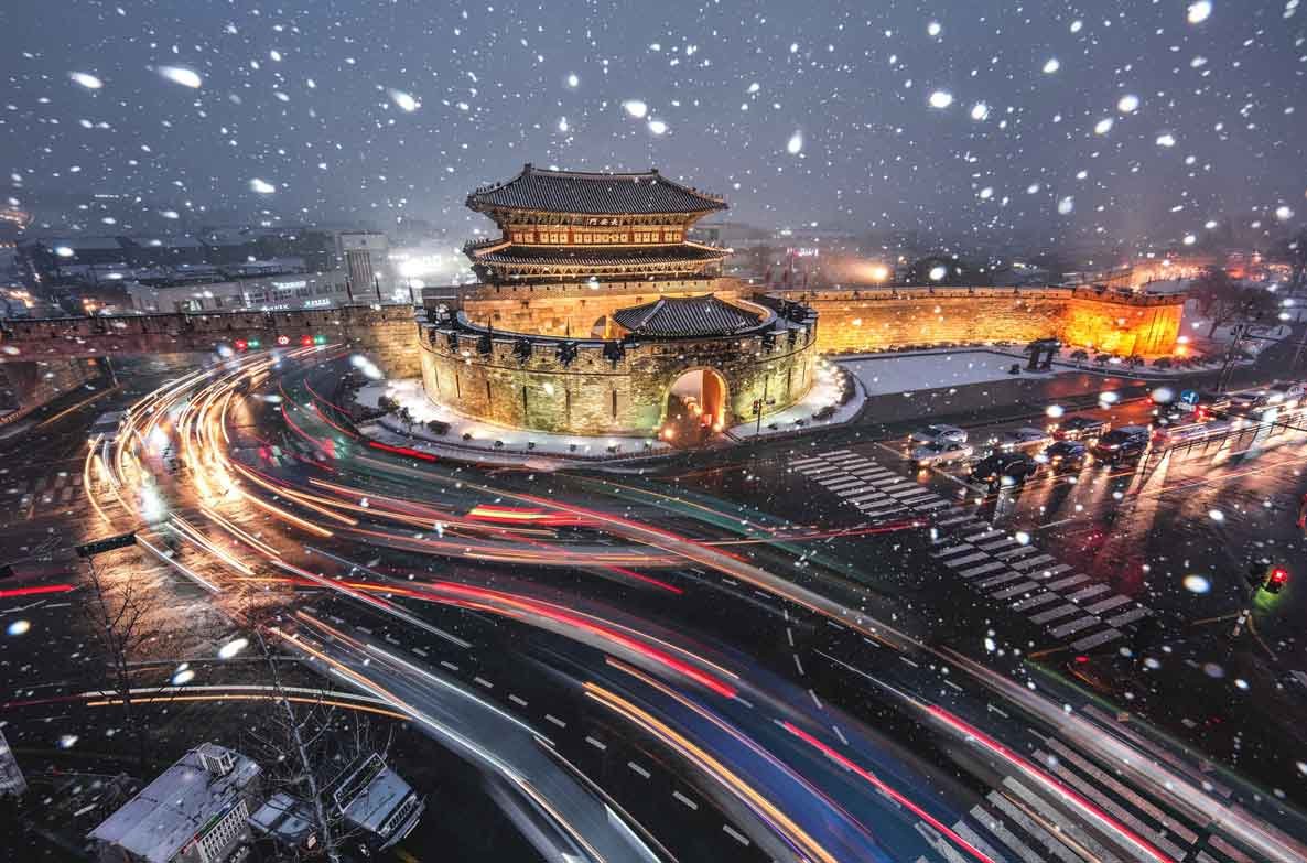 Beautiful architecture of Suwon Hwaseong Fortress, seen in the series Lovely Runner