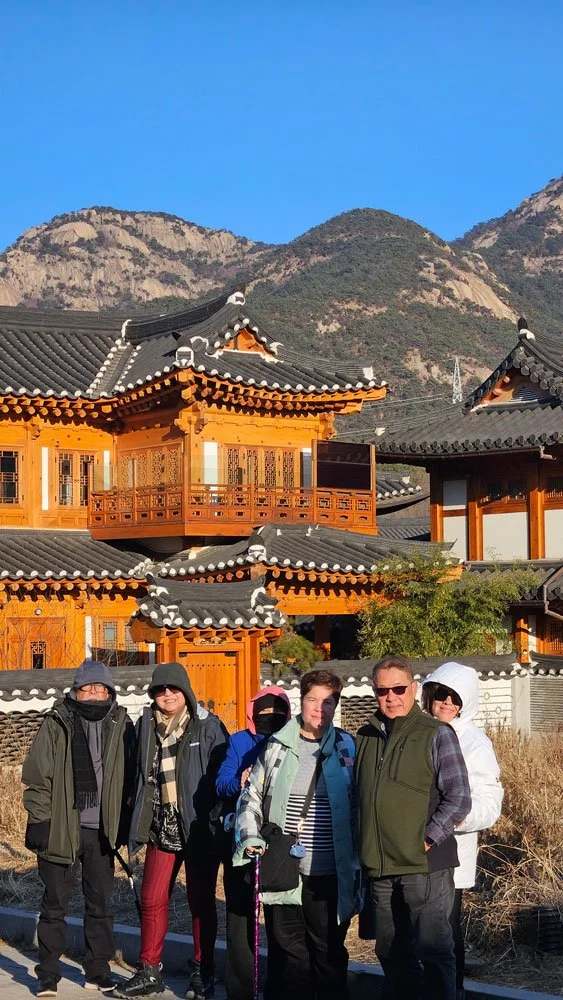 Scenic view of Eunpyeong Hanok Village with Bukhansan mountain