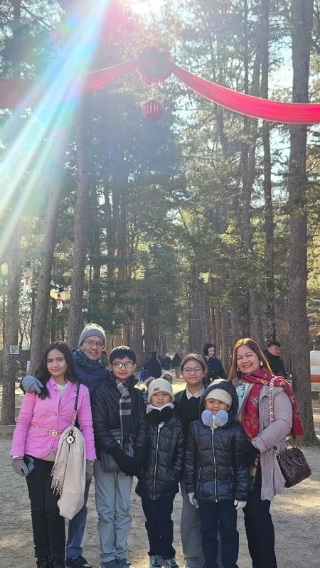 Philippine family enjoying a private experience on Nami Island in Korea
