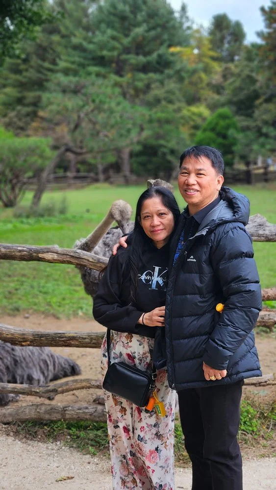 Private tour guests from the Philippines enjoying the peaceful forest paths of Nami Island.
