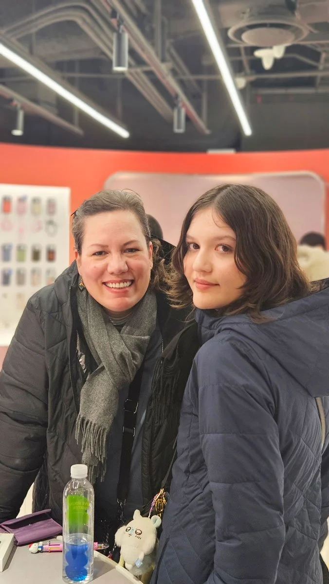 Mexico family exploring K-Meka, the cultural center of Korea.