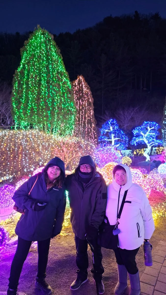 Filipino travelers visiting famous Garden of Morning Calm light festival