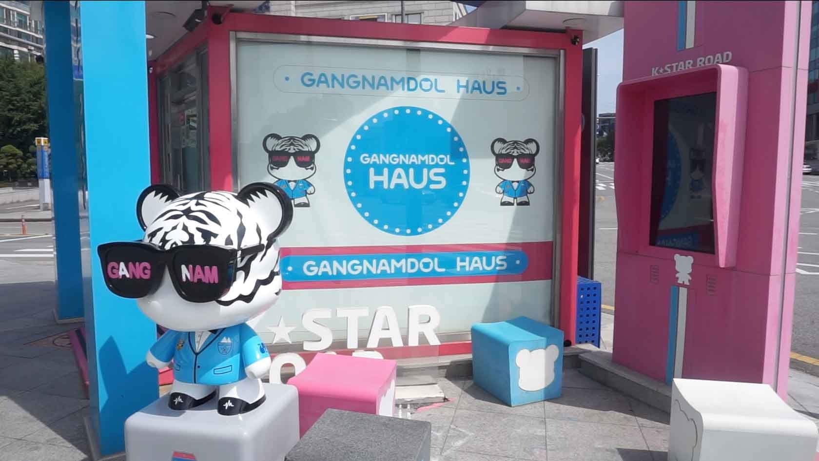 Fans walking along K-Star Road, a popular K-pop destination in Seoul