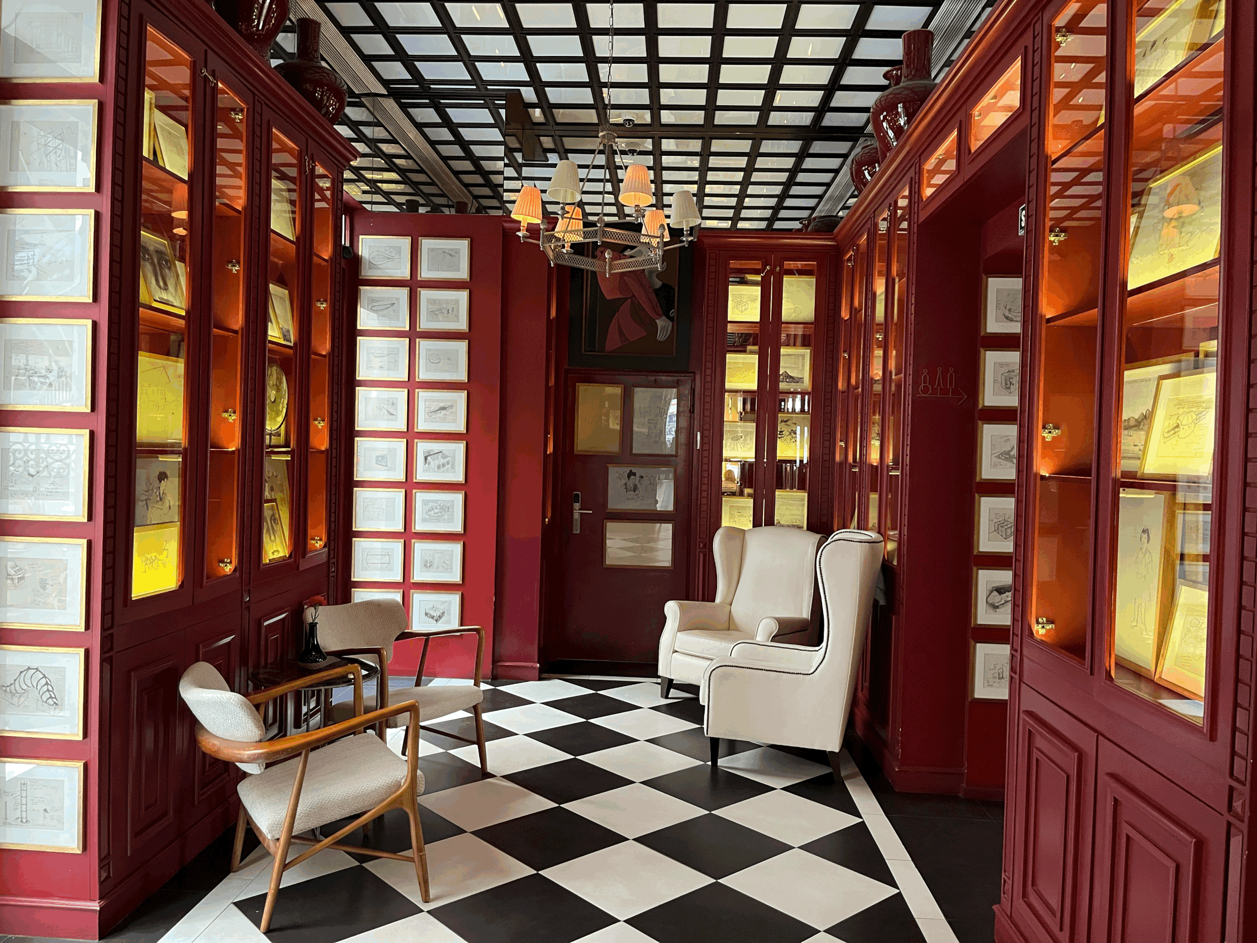 The hotel lobby