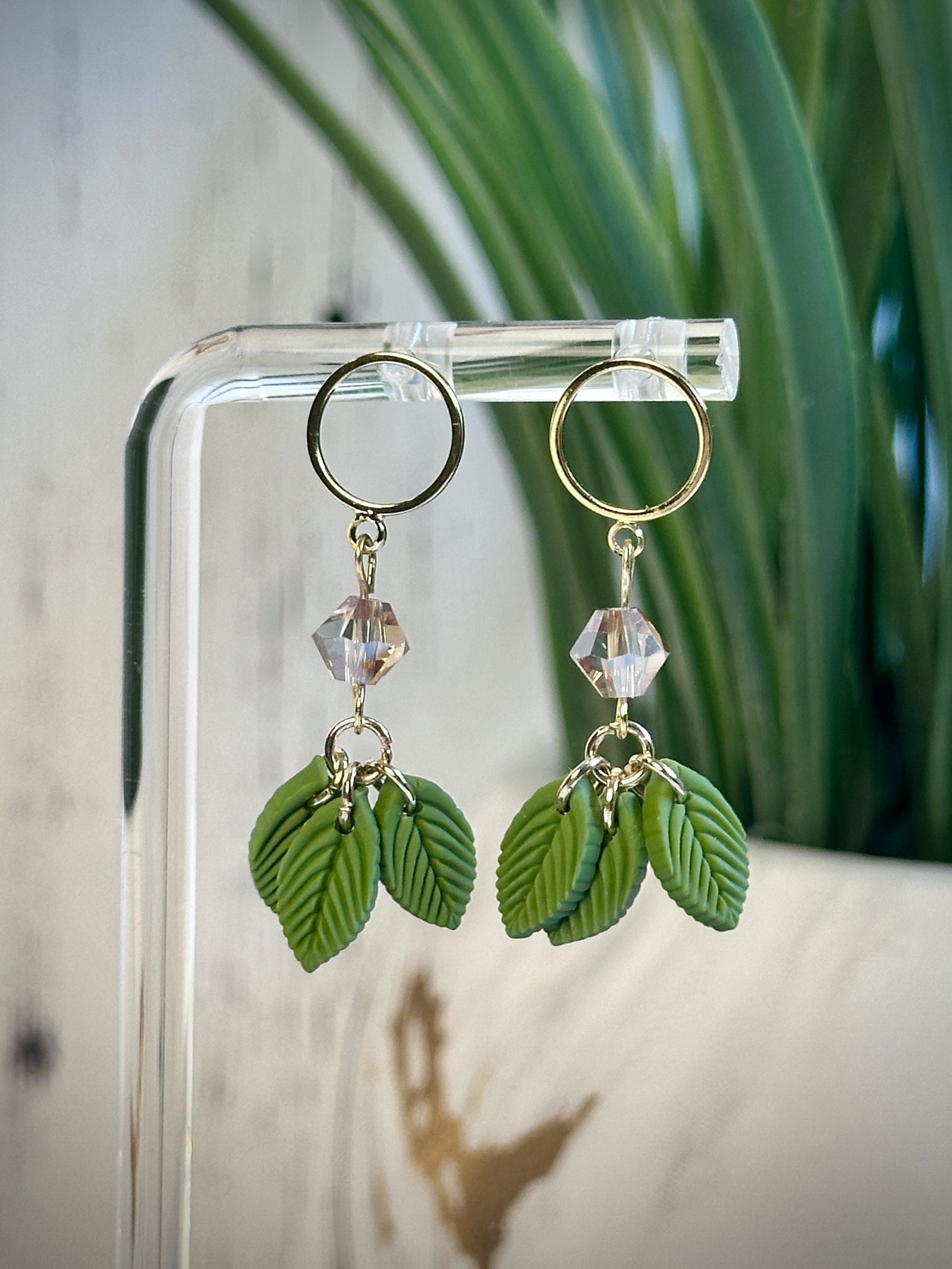 Handmade Clay and Gem Earrings