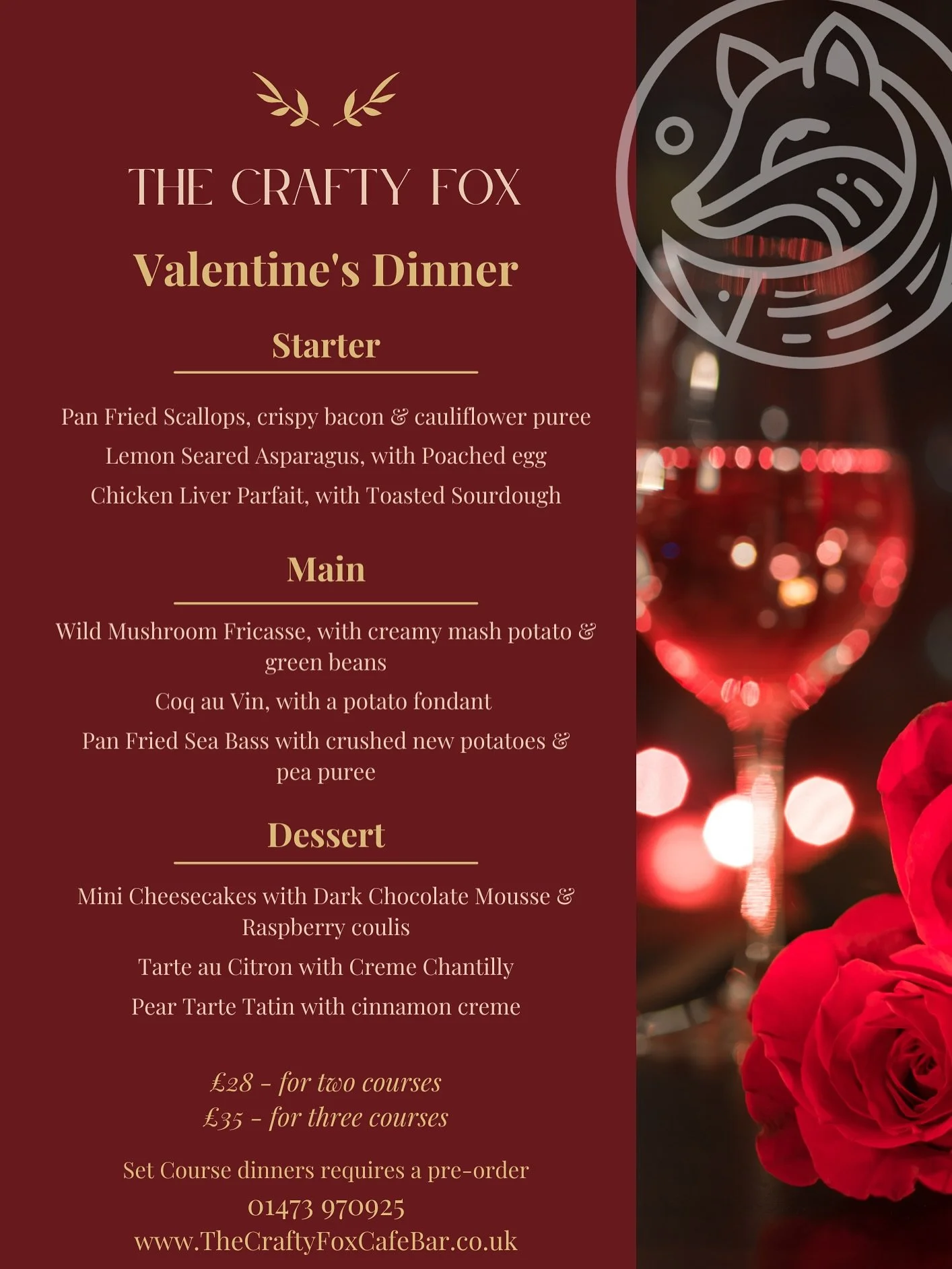 Valentine&rsquo;s at The Crafty Fox ❤️

A romantic set menu or relaxed sharing boards, candlelight, good wine, cocktails, great beer &mdash; and live music from @sarahlouisemusicofficial from 8pm.

Join us this Saturday 14 February for an evening mad
