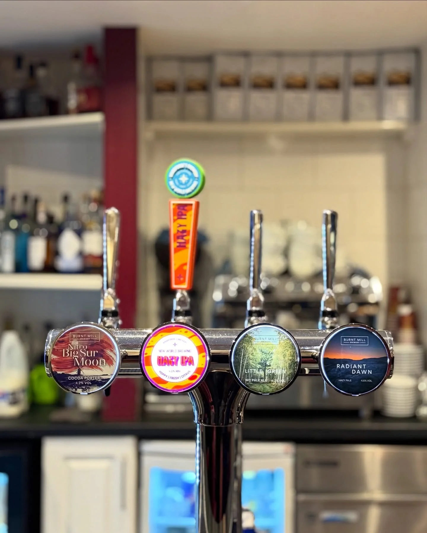 Fresh on the taps this week 🍻

Three @burntmillbrewery beers alongside @woodfordesbeer Hazy IPA &mdash; from smooth cocoa porter Nitro Big Sur Moon, to crisp Little Green WC Pale Ale and bright, hazy Radiant Dawn.

Carefully chosen. Properly poured.