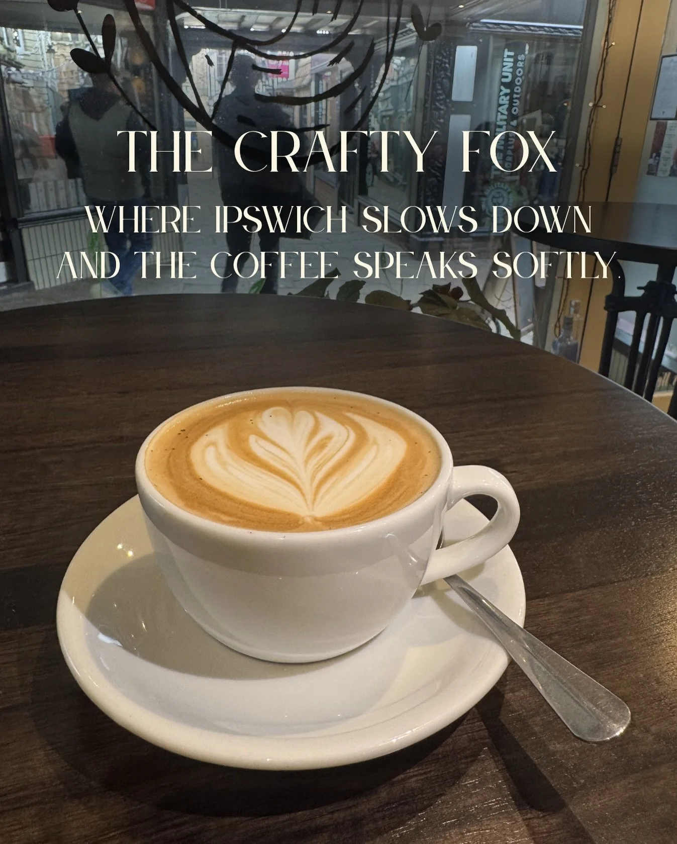 Step in from the rush.
Take a seat.
Take your time. ☕

Your moment. Your coffee. Done properly.

#Ipswich #SuffolkCoffee #TownCentre #TheCraftyFox #independentbusiness