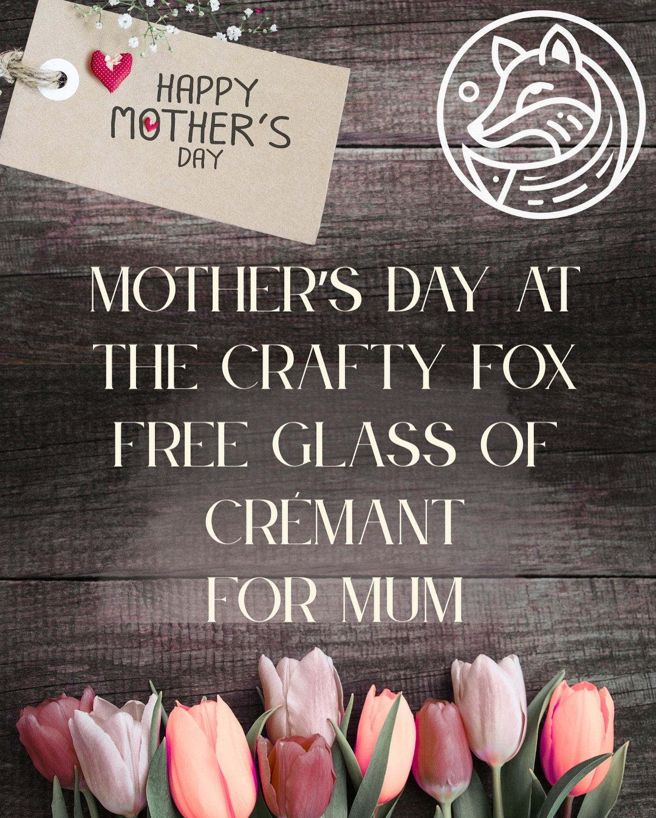 Mother&rsquo;s Day at The Crafty Fox 🌷

Join us on Sunday 15 March and Mum&rsquo;s glass of Cr&eacute;mant is on us when you enjoy a meal together.

From 5&ndash;7pm Terry Mackley will be playing live piano, adding the perfect atmosphere for the eve