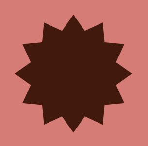 An empty brown starburst shape on a pink background.