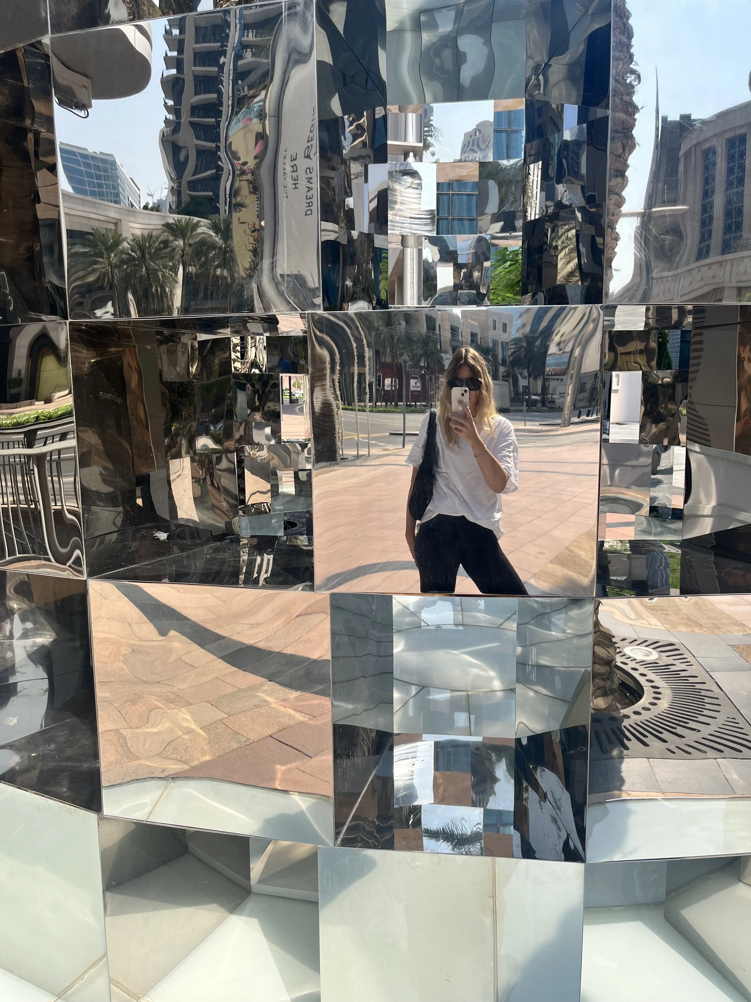 Hale Plts, Addie Browne, pictured in the streets of Dubai, UAE on her way to teaching pilates; Mat, Chair, Reformer, Cadillac and Tower.