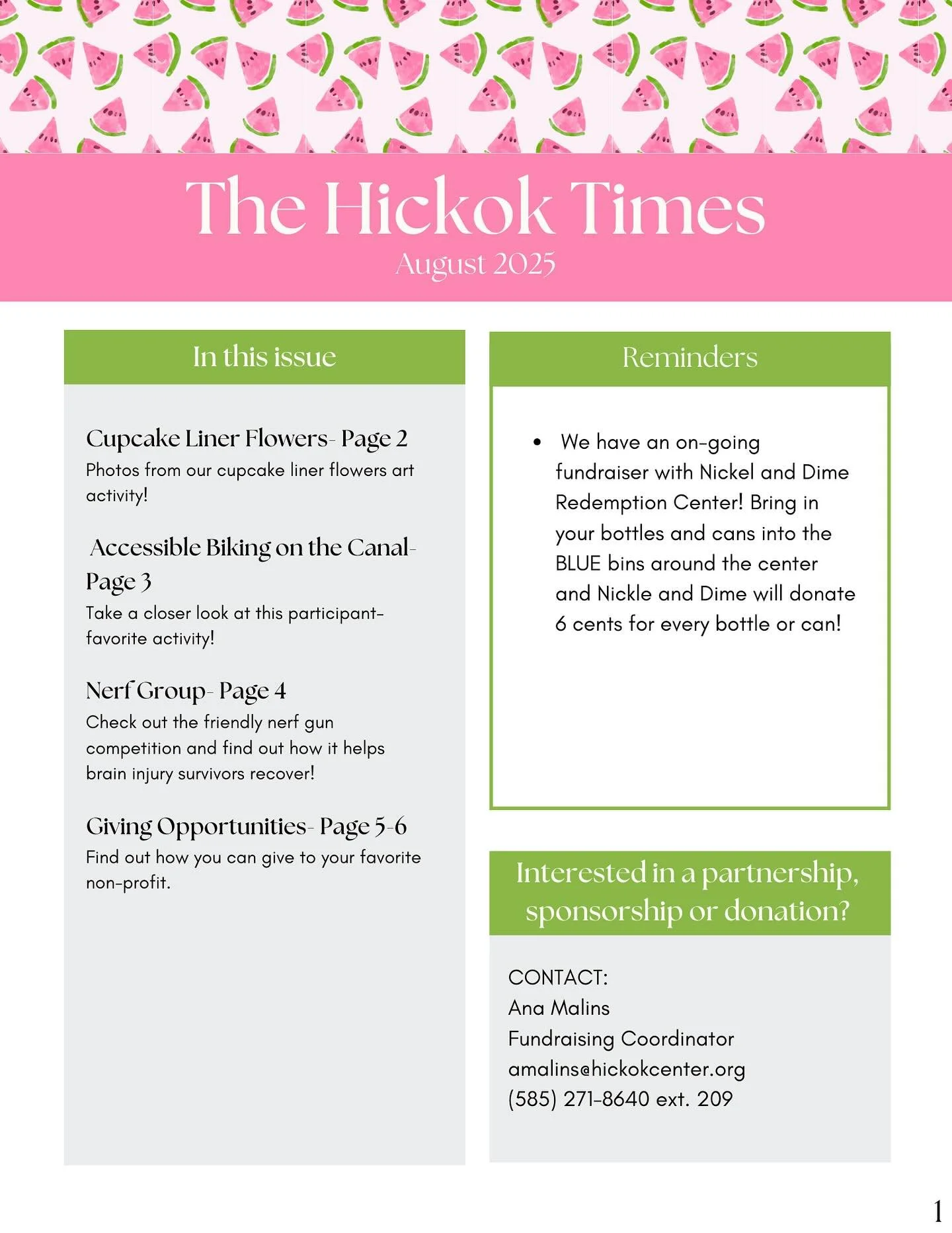 Take a look back on how August went at the Hickok Center with this edition of The Hickok Times! We had lots of fun this past month, from DIY paper flowers 💐to accessible biking! 🚴