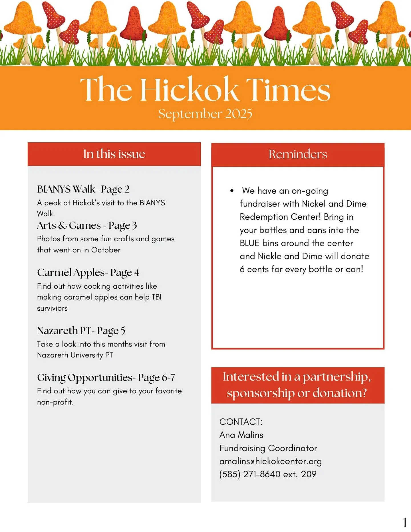 From caramel apples to physical therapy, September was packed with fun and engaging activities for our participants! Read about it all in September&rsquo;s edition of The Hickok Times!