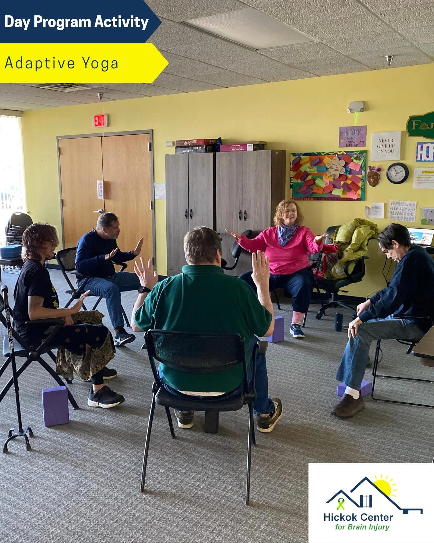 Weekly adaptive yoga is a favorite part of our day program 🧘 

Yoga offers so many benefits for individuals with brain injuries, including improved balance, flexibility, strength, focus, and overall well-being. Because this class is adaptive, each m
