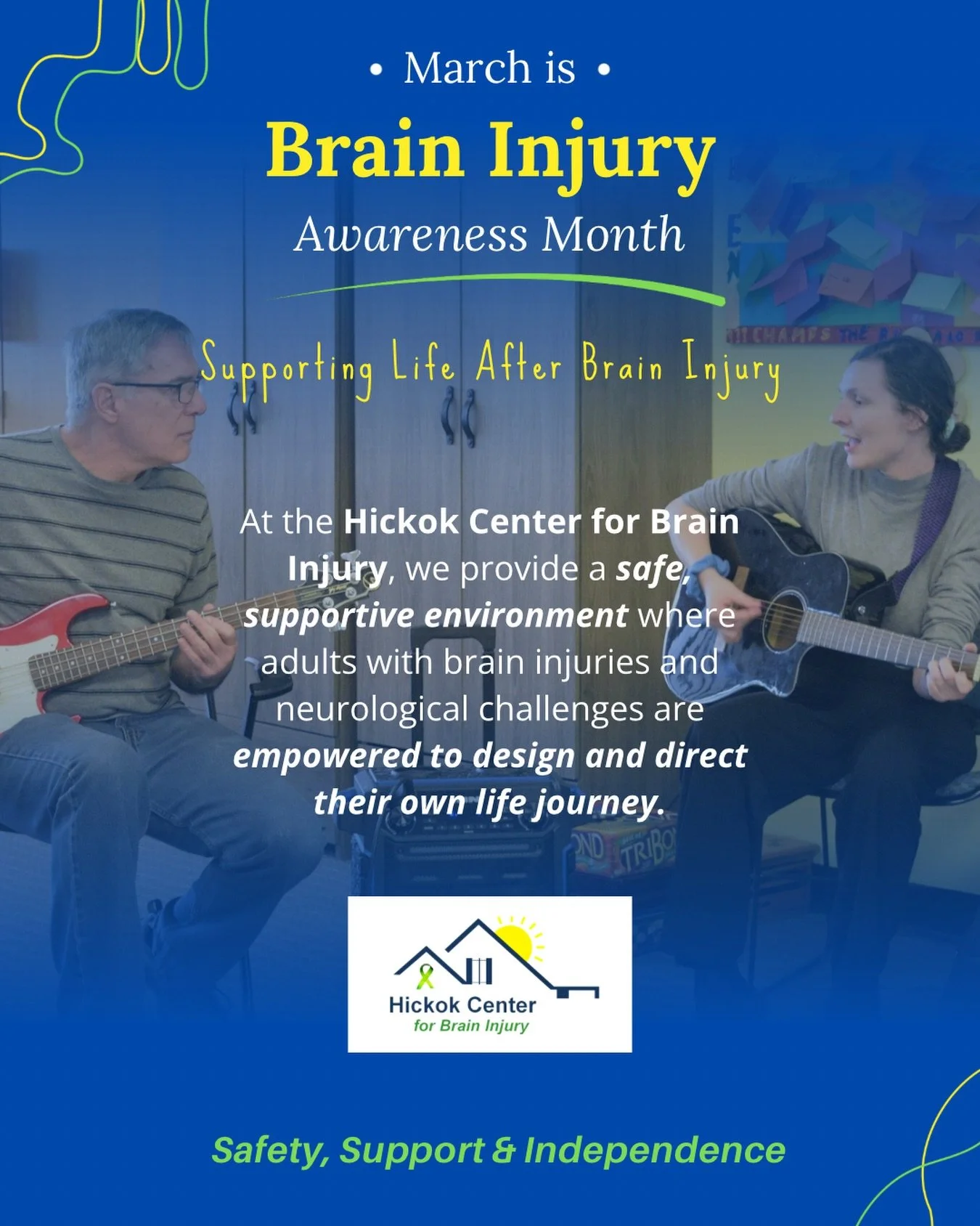 March marks the beginning of Brain Injury Awareness Month 💙💚

At the Hickok Center for Brain Injury, we are proud to support adults as they rebuild confidence, strengthen independence, and design their own life journey. Every day, we see the power 