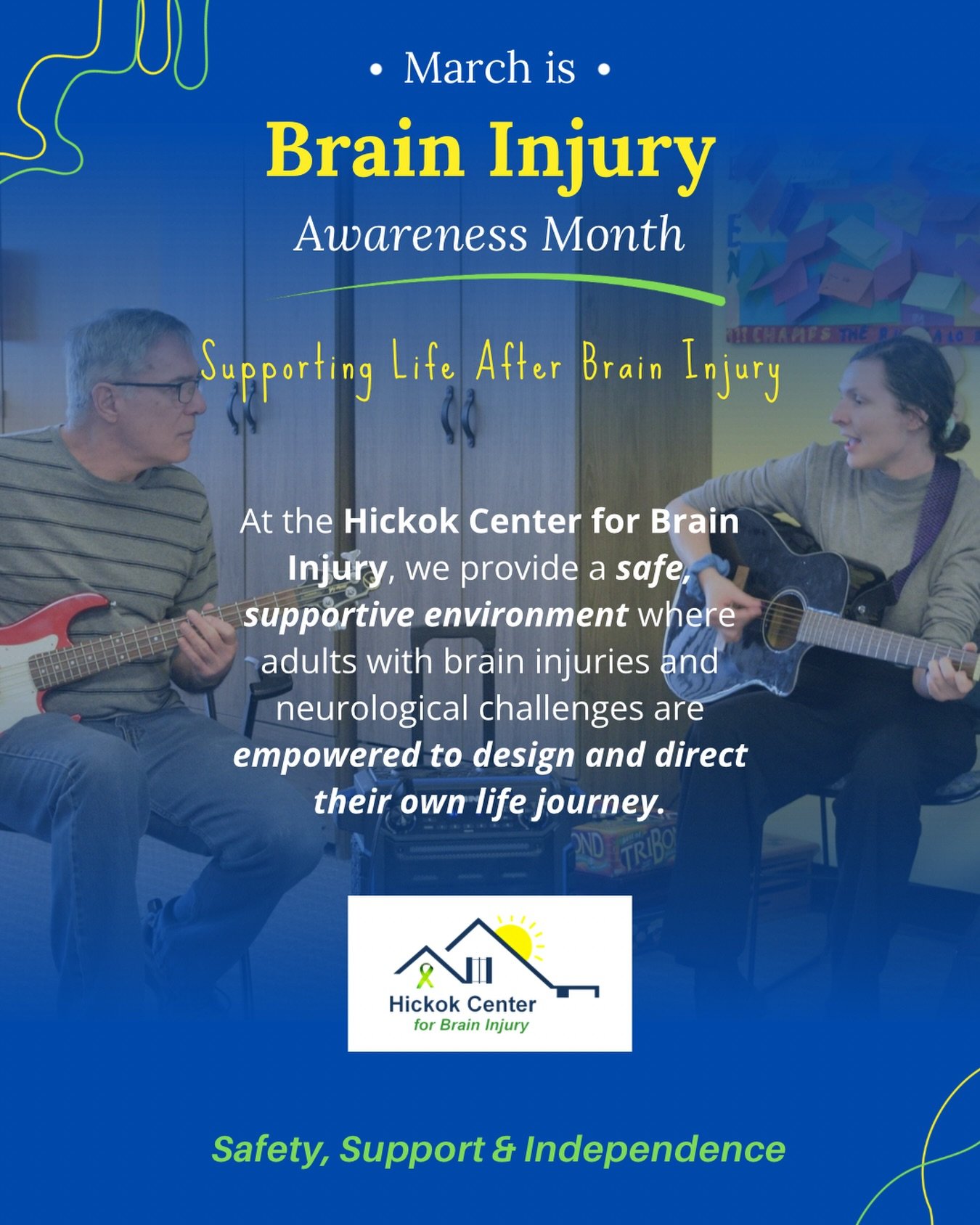 March marks the beginning of Brain Injury Awareness Month 💙💚

At the Hickok Center for Brain Injury, we are proud to support adults as they rebuild confidence, strengthen independence, and design their own life journey. Every day, we see the power 