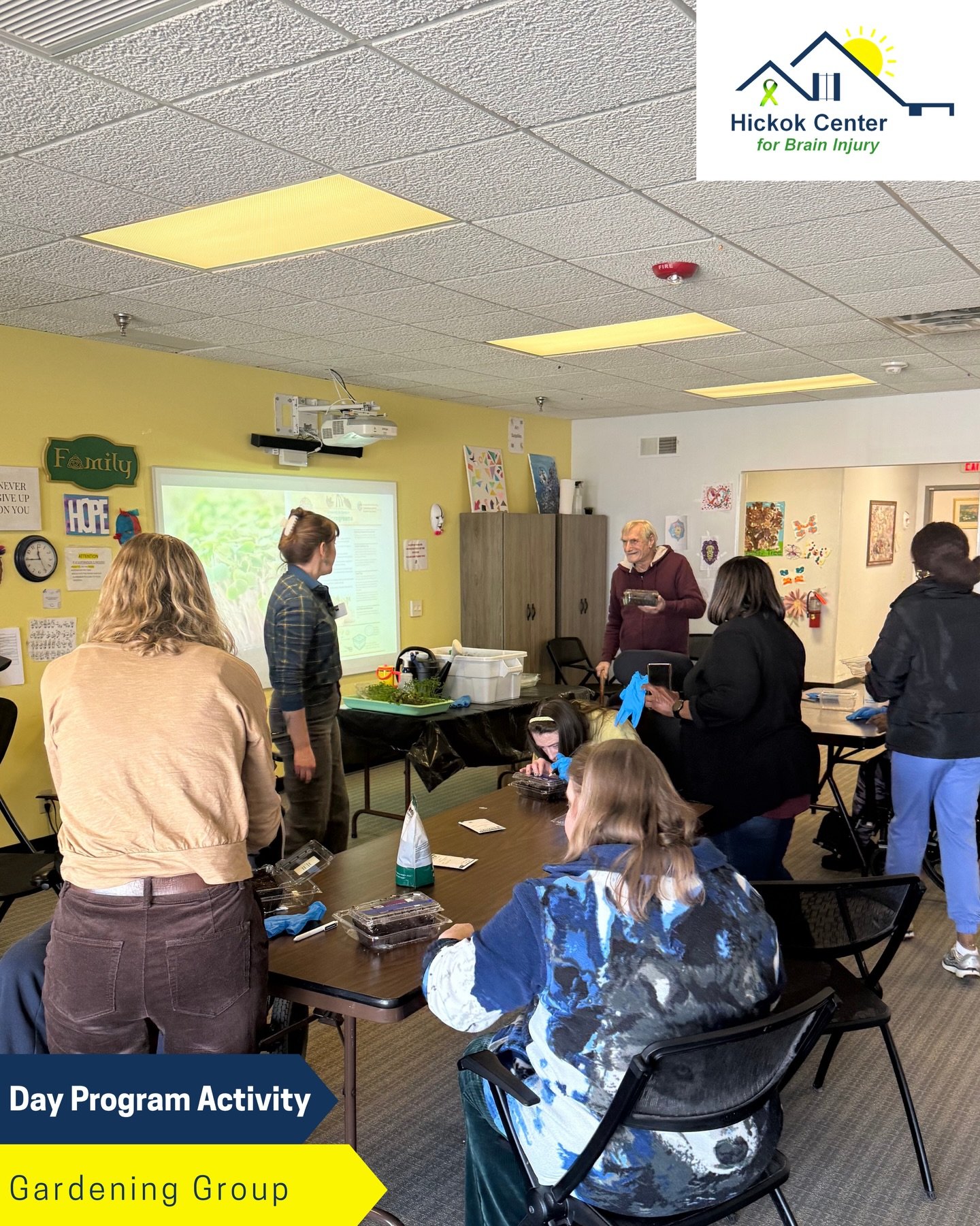 This week we were so excited to introduce a new activity: Gardening Group! 🌱 
A Cornell Cooperative Extension educator came in and showed everyone how to grow microgreens, bringing seeds like broccoli, radishes, and onions for participants to plant 