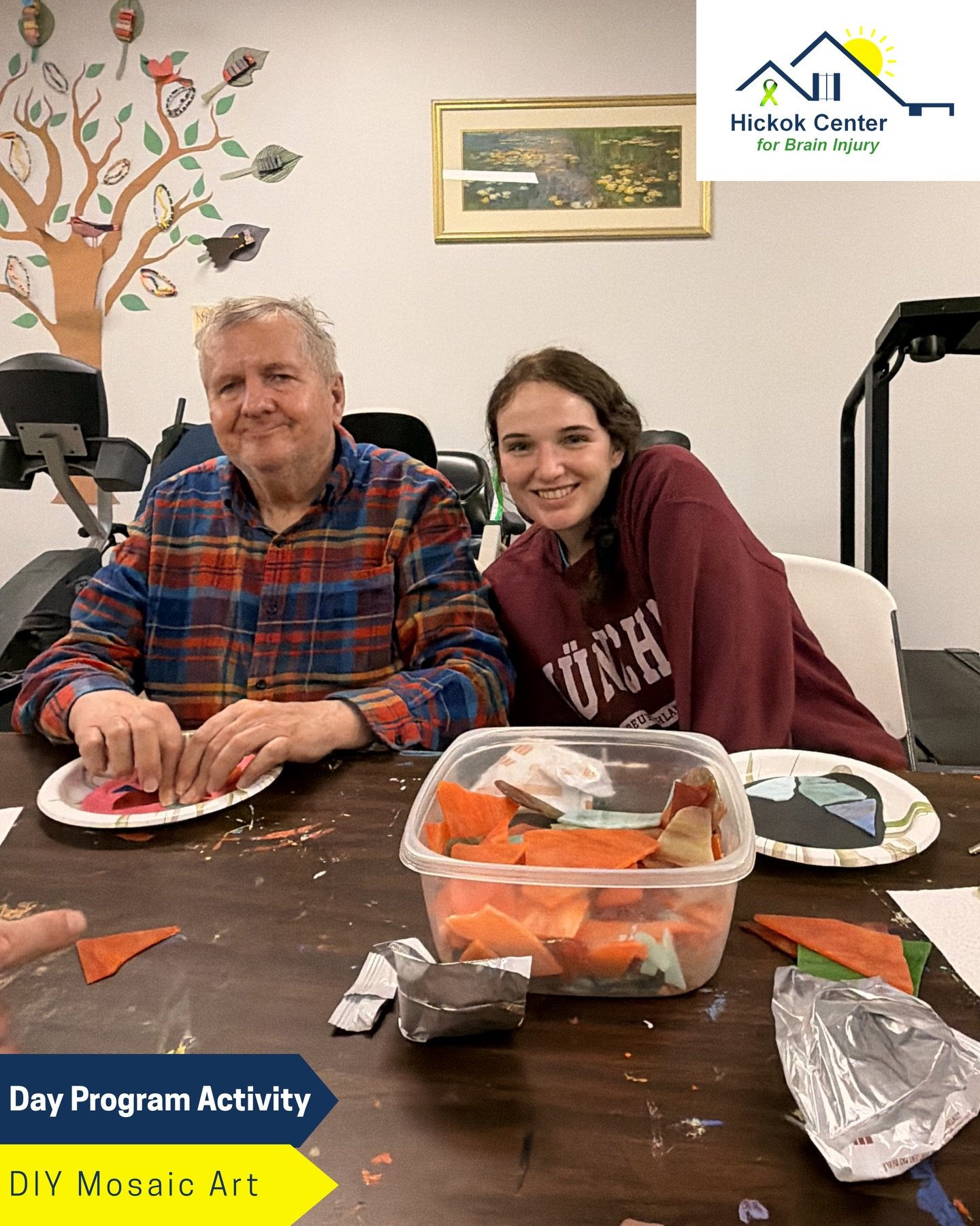This past Monday, DSP Katie led a DIY mosaic activity at the Hickok Center! 🎨

Participants used clay and colorful pieces to design their own unique mosaic art! A fun, hands-on way to build fine motor skills, spark creativity, and create something t