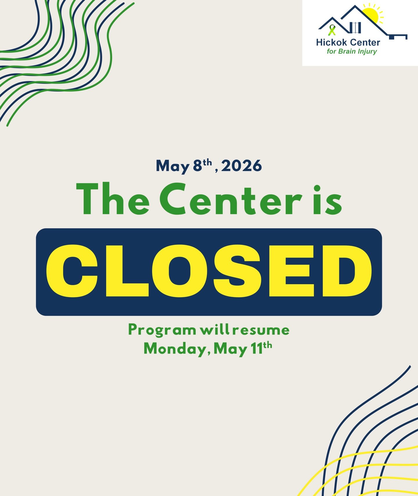 We are closed today, May 8th, for staff training. We look forward to seeing you again on Monday, May 11th.