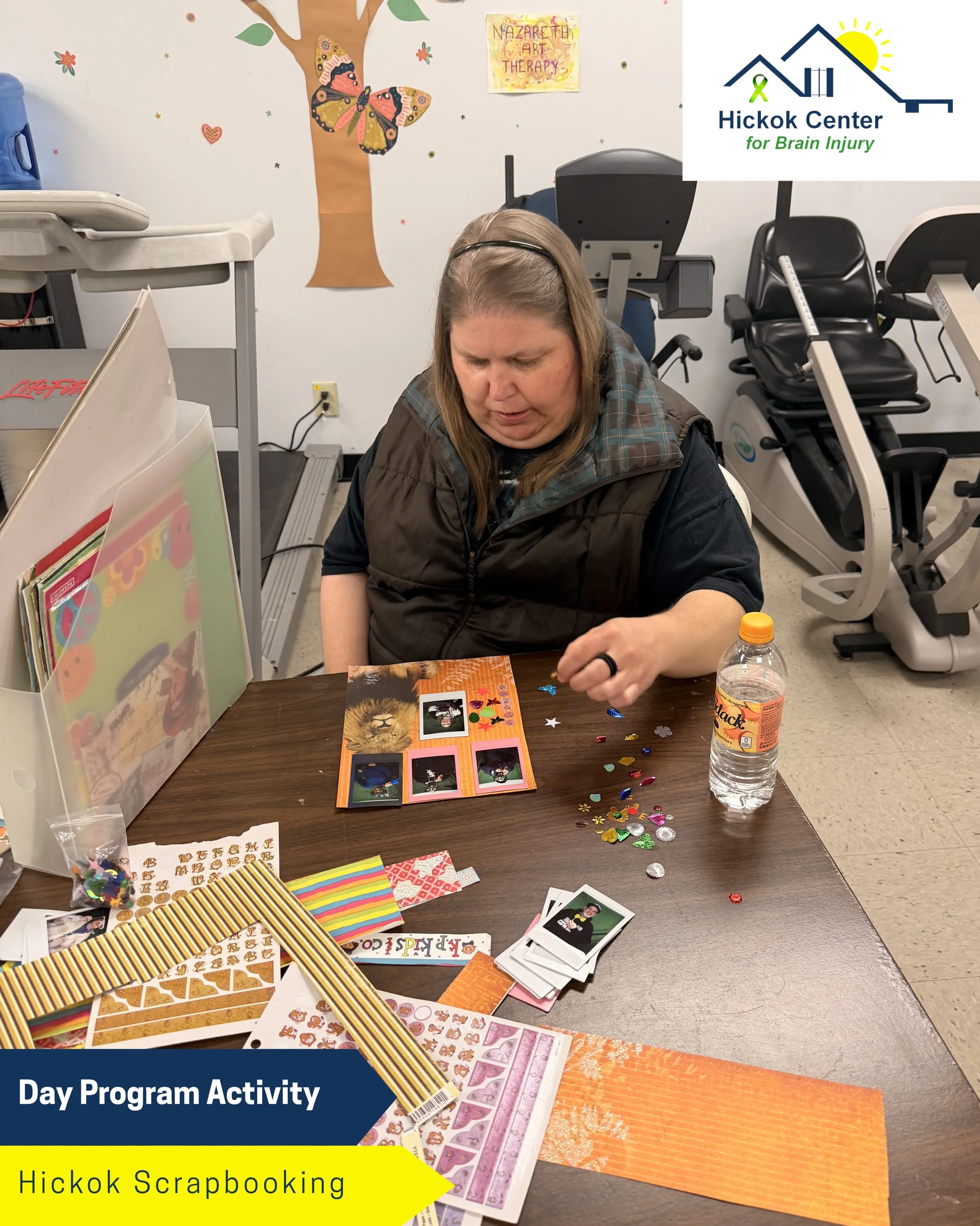 Last week participants scrapbooked photos taken in our DIY polaroid photo booth. Everyone enjoyed putting together pages with their favorite pictures and memories from the day. 📸 📕 

Activities like scrapbooking can help brain injury survivors work