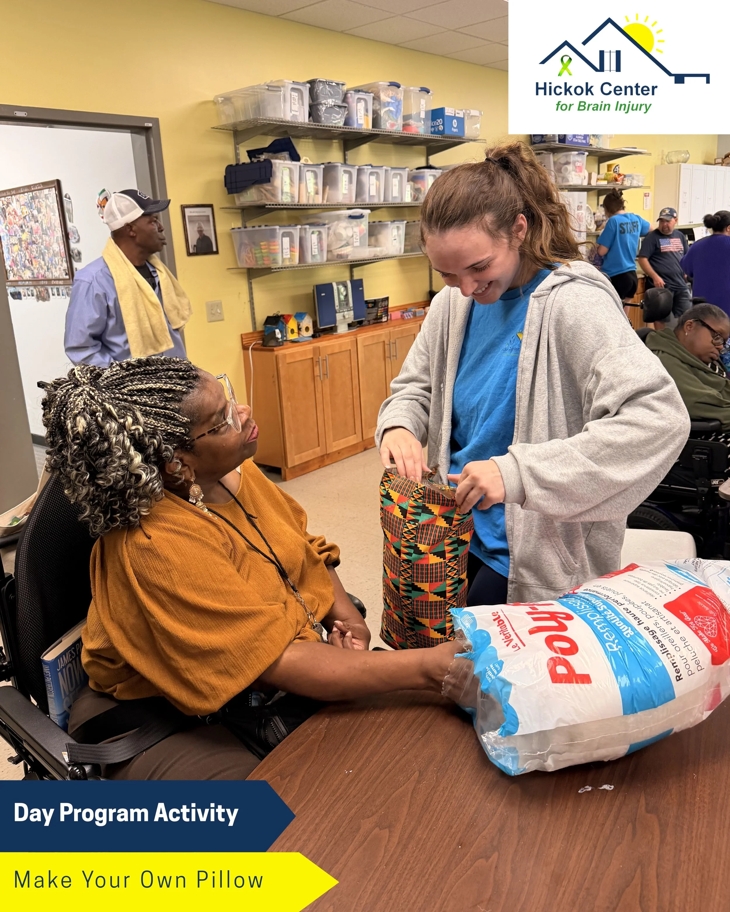 It&rsquo;s a Hickok Pillow Party! 🎊 
Yesterday participants got creative making their own pillows from start to finish. Everyone picked out their fabric, filled their pillow with stuffing, and glued it shut to bring home as a decoration or something