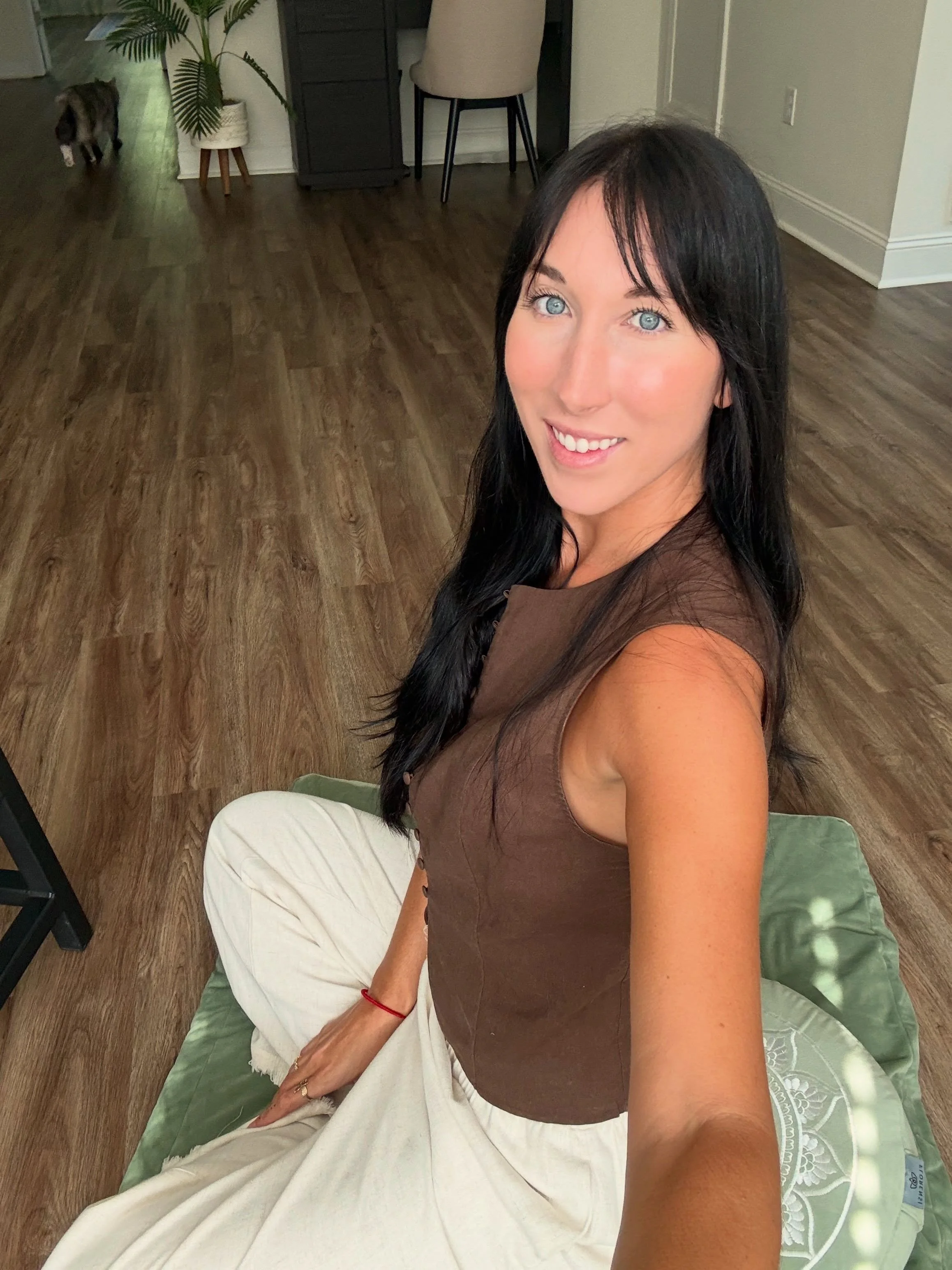 This may not look like much but for someone who hasn&rsquo;t been able to sit in easy pose, sukhasana, for over 6 months, this is everything! Filming content and testing equipment for the new membership that launches TOMORROW!
