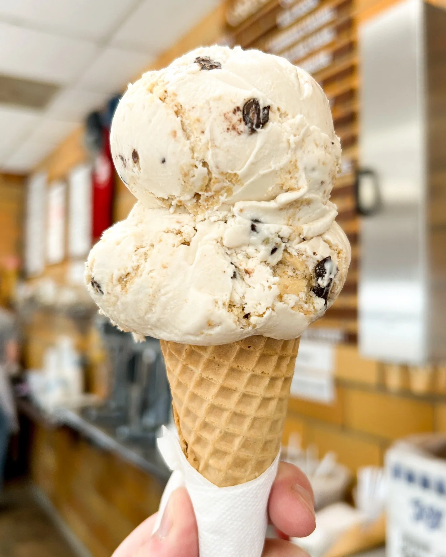 Say hello to our newest flavor, S&rsquo;mores! Toasted marshmallow flavored ice cream, graham cracker swirls, and chunks of chocolate! Come grab a scoop or a 1/2 gallon to go!