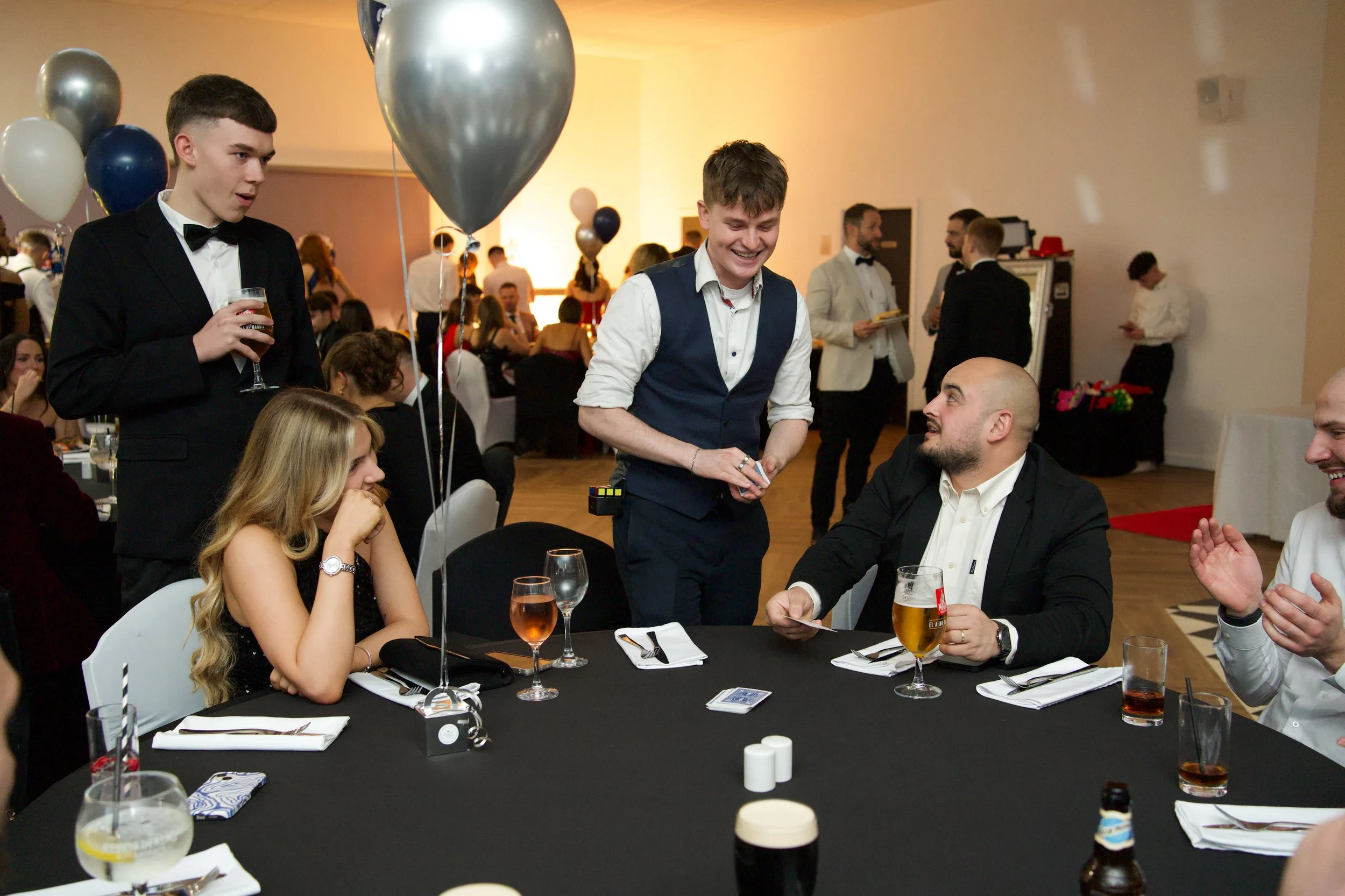 Wedding guests amazed by local Manchester Magician, Daniel Maze. 